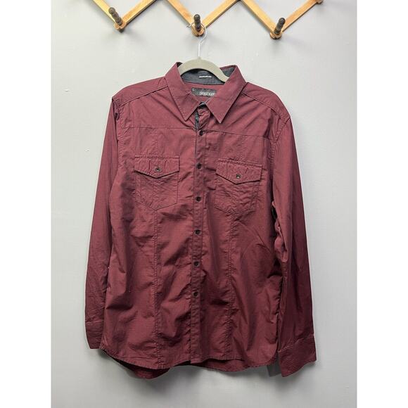 Buckle Other - Buckle Black Mens Shirt Large Button Up Burgundy Square buttons Standard Fit